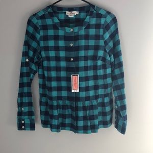 Vineyard Vines Buffalo Check Peplum Flannel Butdwn